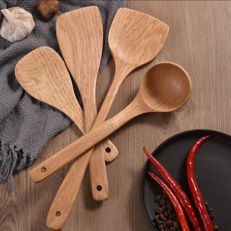 Картинки Набор кухонной навески Dom na Stile, бамбук/дерево, 3 лопатки и половник