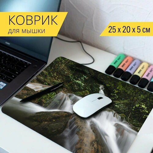 Коврик для мыши с принтом Водопад, италия, вода 25x20см.