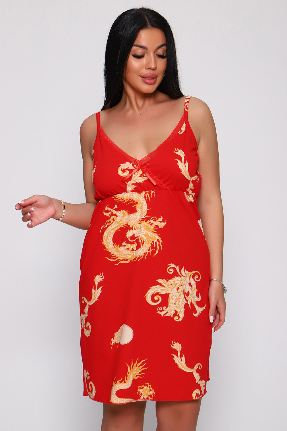 Сорочка с драконами "Руся", цвет красный, размер 50 - фотография № 2