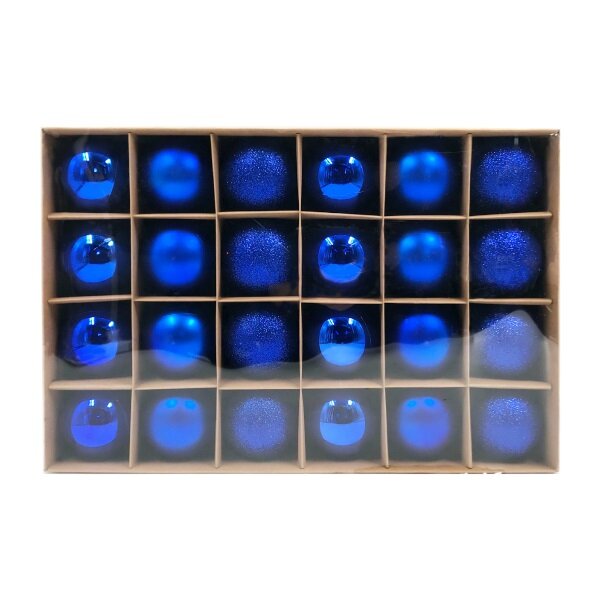 Набор ёлочных шаров Winter Glade, пластик, 6 см, 24 шт, синий микс KSI-6024G004
