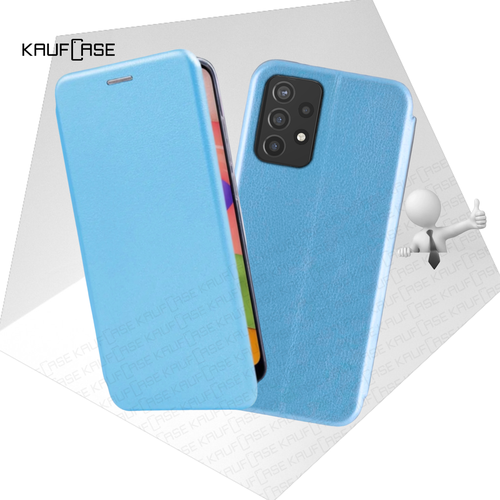 фото Чехол книжка для телефона samsung a33 5g (a336) (6.4"), голубой. текстура под кожу