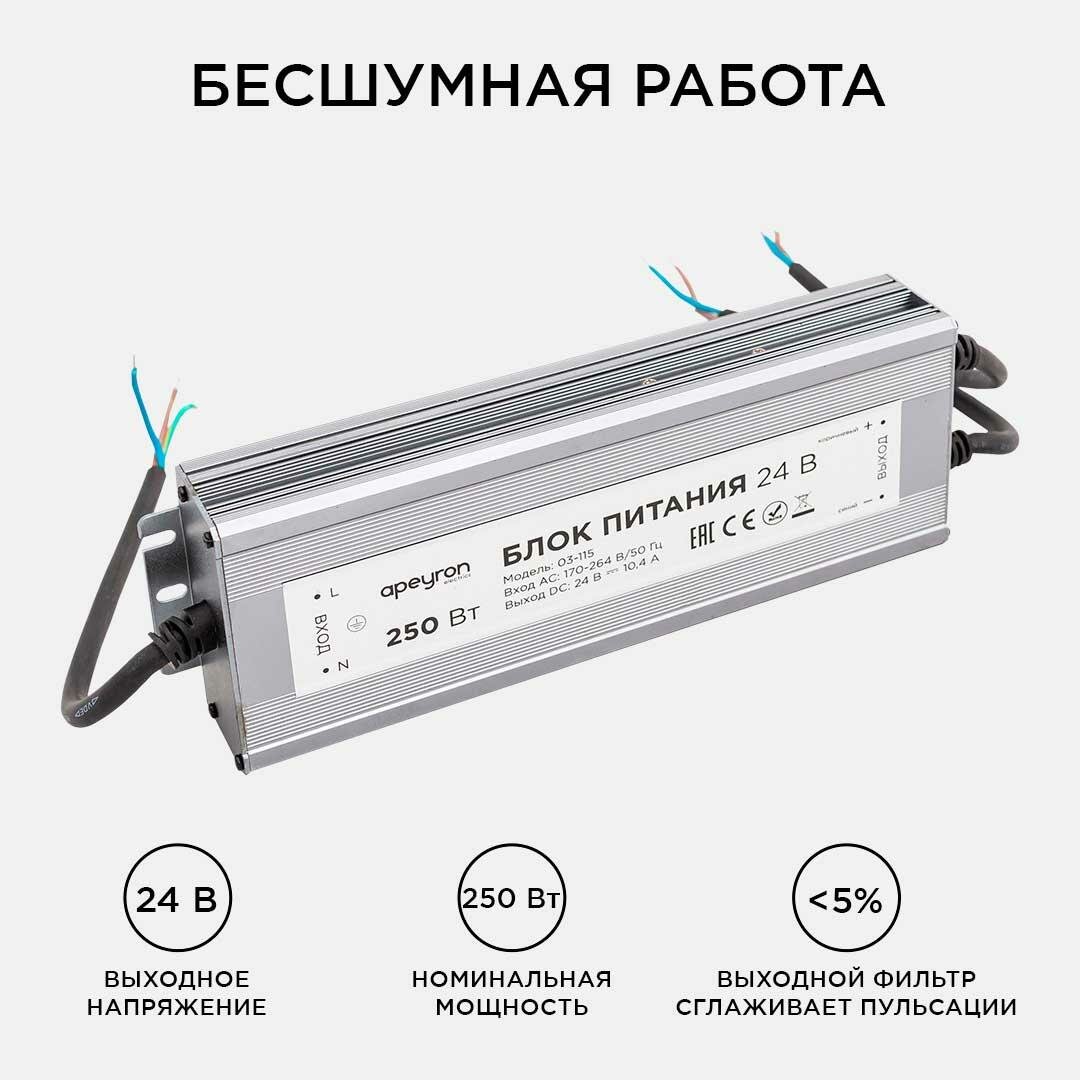 Блок питания импульсный 03-115 250 Вт IP67 Apeyron Electrics - фото №5