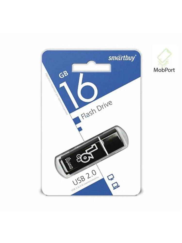 Флешка SmartBuy Glossy USB 3.0 16 GB, черный