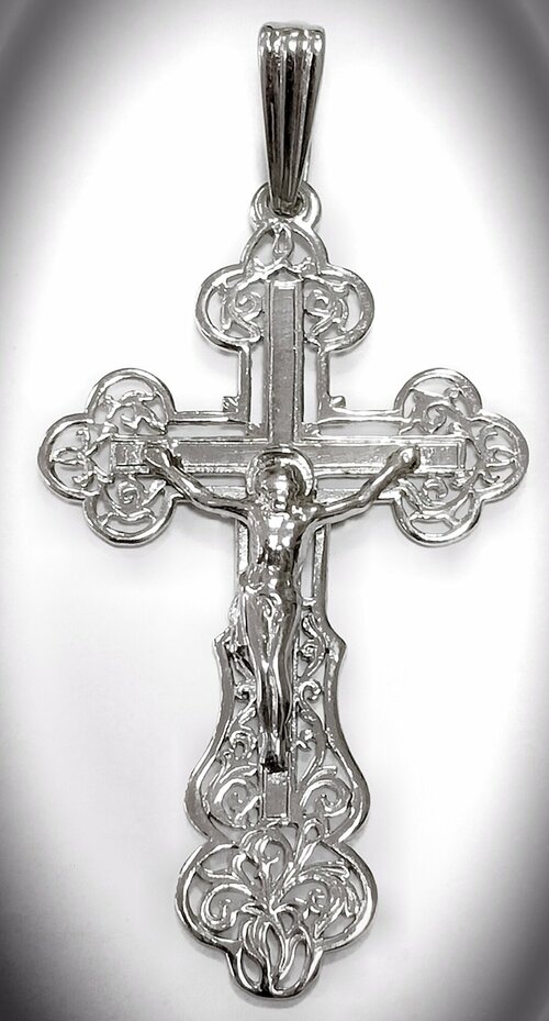Крестик Эстерелла, серебро, 925 проба, родирование, размер 6 см.