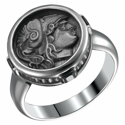 Перстень, серебро, 925 проба, чернение, родирование, размер 21, серебряный, черный