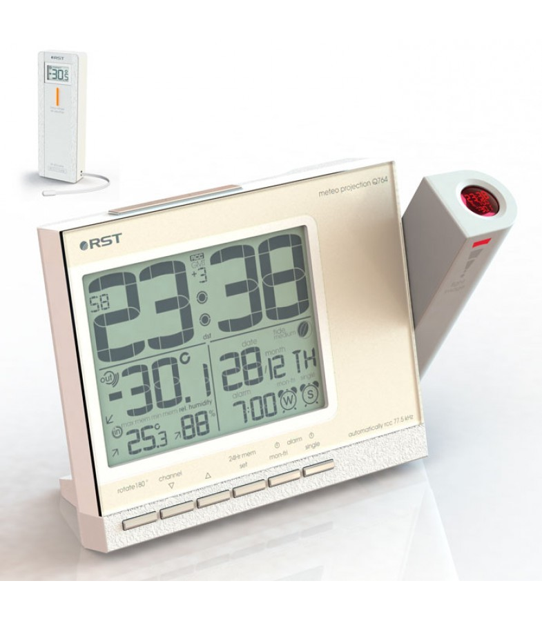 Часы проекционные с термометром Rst - фото №6