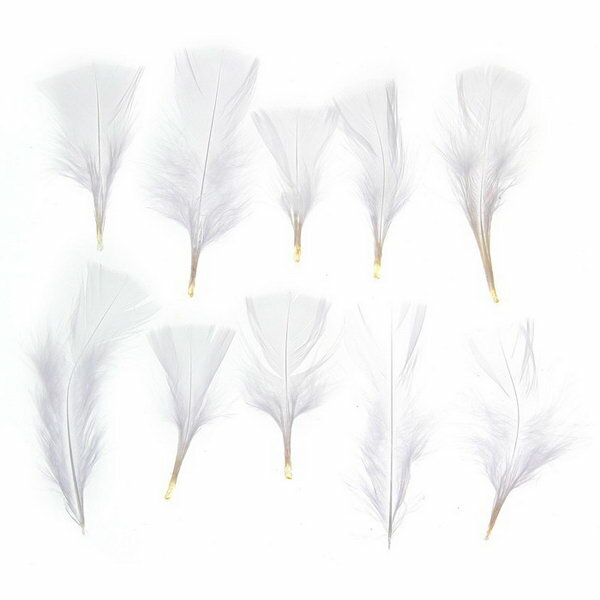 Набор перьев для декора 10 шт, размер 1 шт: 10 x 4 см, цвет белый