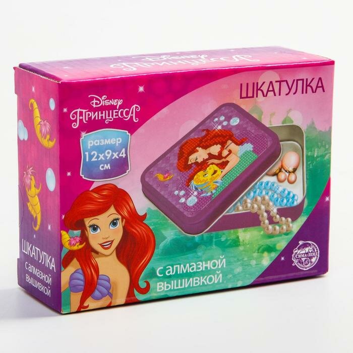 Disney Алмазная мозаика на шкатулке, 12х9х4 см, Принцессы