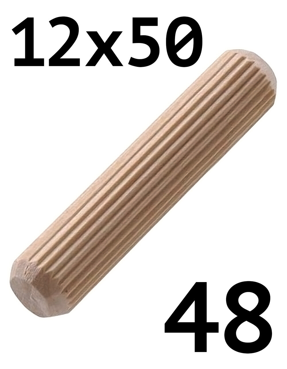 Шкант 12х50 мм мебельный деревянный (бук), 48 шт., калиброванный - фотография № 2