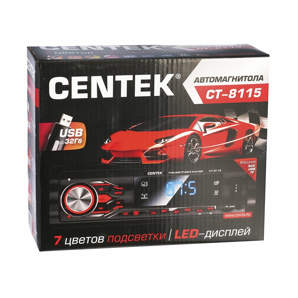 Автомагнитола Centek СТ-8115 (черный)