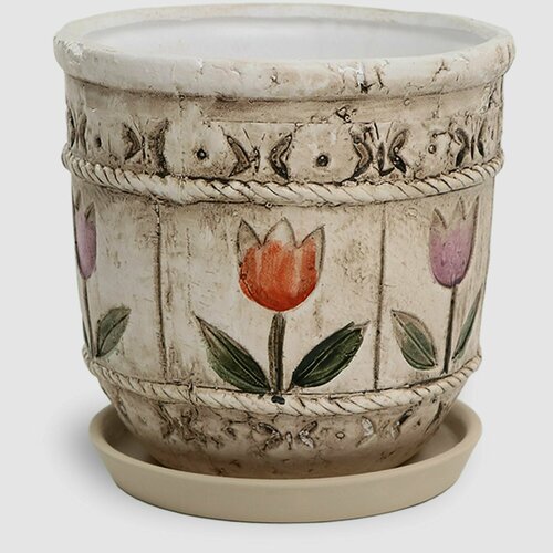 Горшок для цветов Fujian Jianteng Тюльпаны c поддоном 12х12х11 см