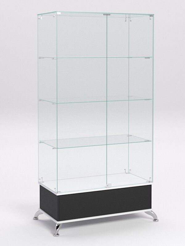 Витрина стеклянная "примавера подиум модерн" №9 (с дверками, задняя стенка - стекло), Серый 90 x 45 x 180 см