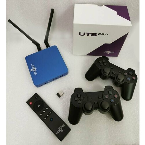 Ugoos Ut8 pro с прошивкой ATV бесплатными приложениями для просмотра ТВ и фильмов 2 геймпада 2349000₽