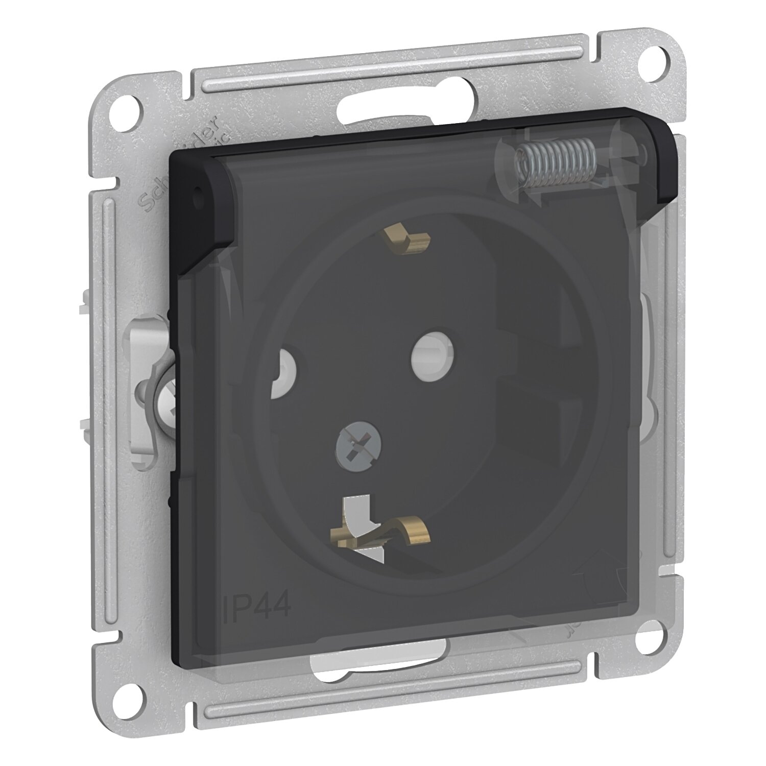 Розетка с заземлением со шторками с крышкой IP44, Systeme Electric (Schneider Electric) AtlasDesign карбон , 10 шт. - фото №2