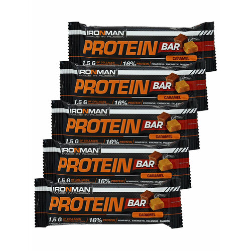 Ironman, Protein Bar с коллагеном, 5х35г (Карамель)