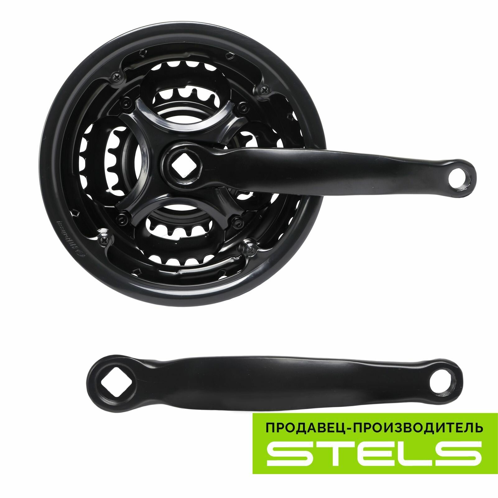 фото Шатуны для велосипеда STELS HDL-S303 GOLDEN SWALLOW 1/2"х3/32" 24/34/42 зуб. 175мм "под ромб" стальные черные NEW (item:030)