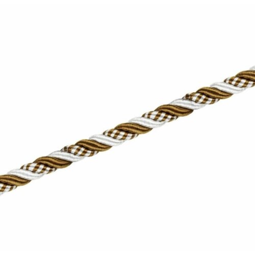 Кант С тесьмой 8 мм, мебельный декоративный мягкой мебели классической линейки, (тип 6.1) цвет бронза / белый, на отрез, 5 метров