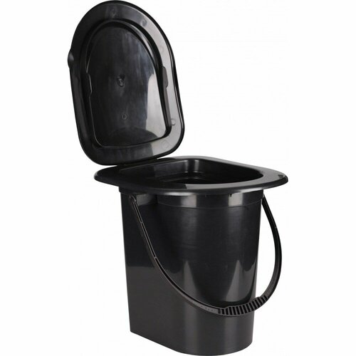 Ведро-туалет с крышкой для дачи, объем 17 л, цвет черный бытовое ведро для хранения риса кухонное прозрачное ведро пуш типа для хранения влагостойкое герметичное ведро для хранения риса оптовая