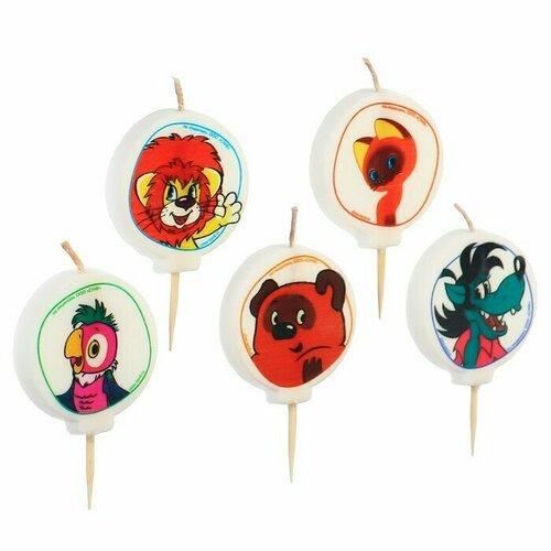 Союзмультфильм Свеча для торта С Днем Рождения 5 штук Союзмультфильм 413₽