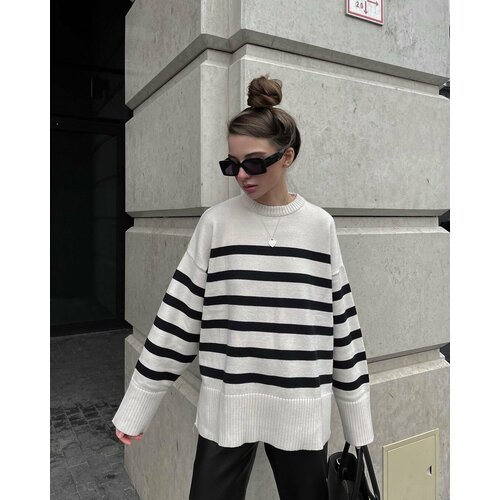 фото Свитер, размер 44, бежевый, черный praimclo