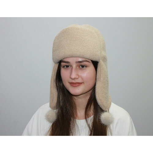 фото Капюшон ушанка шапка-ушанка, размер 56-57, бежевый мария
