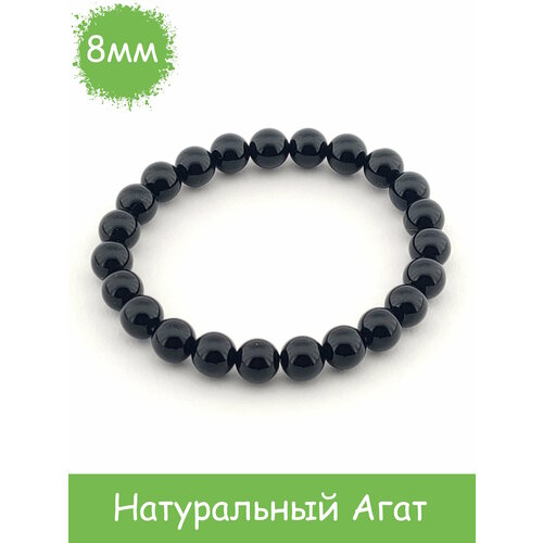 фото Браслет rockstore, агат, размер 18 см, размер l, черный