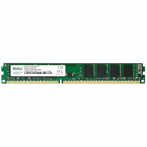 DIMM DDR-3 8GB PC3-12800 DDR3-1600 Netac Basic (NTBSD3P16SP-08) 1.5V, CL11 dimm ddr 3 8gb pc3 12800 ddr3 1600 netac basic ntbsd3p16sp 08 1 5v cl11