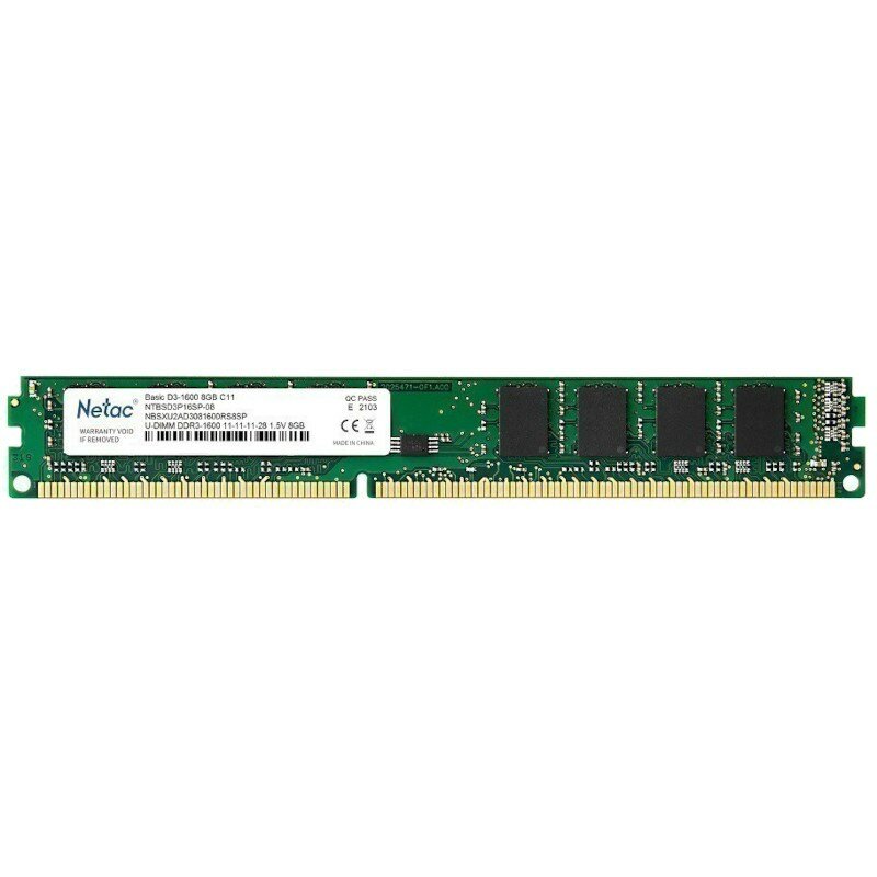 DIMM DDR-3 8GB PC3-12800 DDR3-1600 Netac Basic (NTBSD3P16SP-08) 1.5V CL11