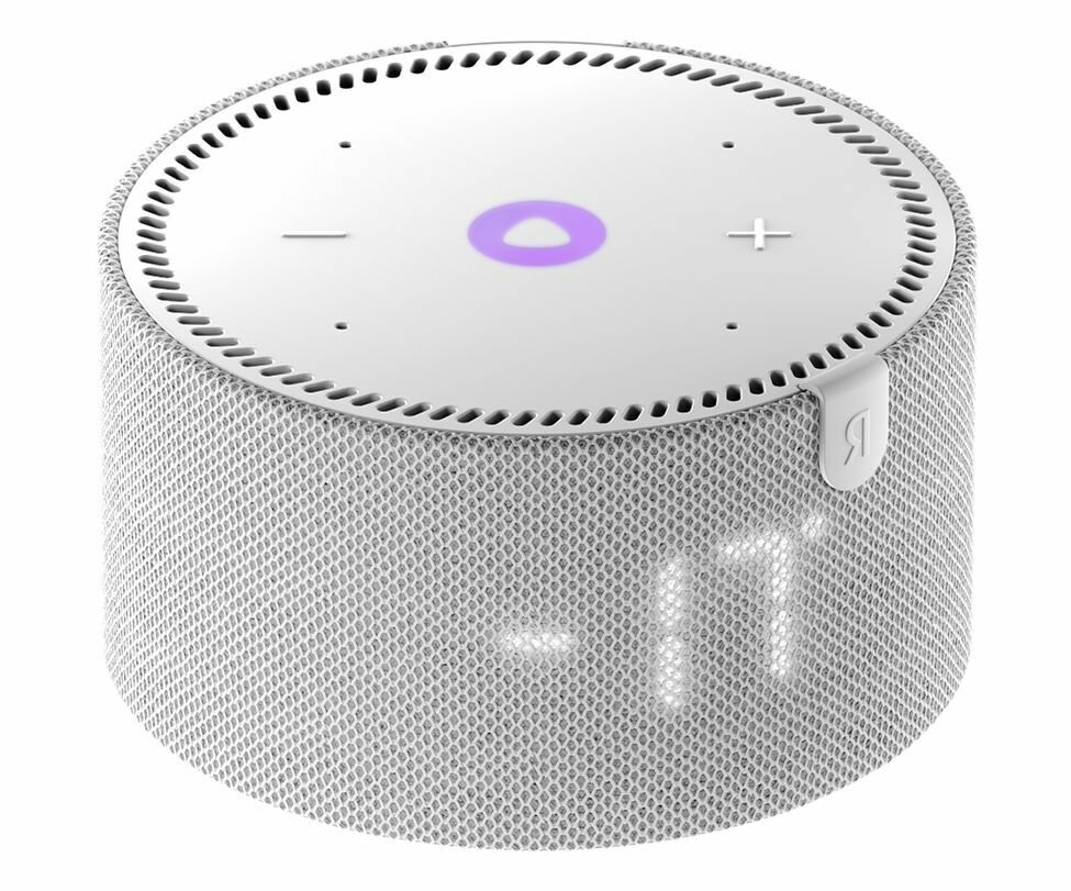 Новая Станция Мини (с часами) - умная колонка с Алисой, серый опал, Отличный — фото 1