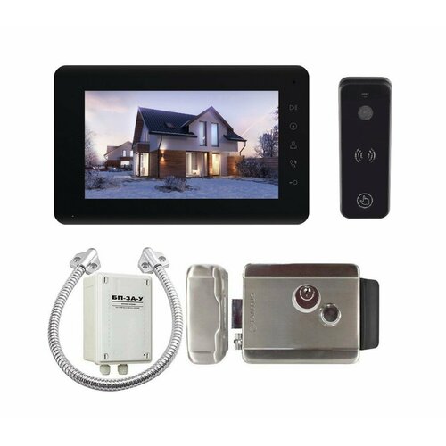 Комплект видеодомофона для дома Tantos Mia HD (черный) и iPanel2 HD (черный) c замком комплект видеодомофона для дома tantos prime и ipanel2 c замком