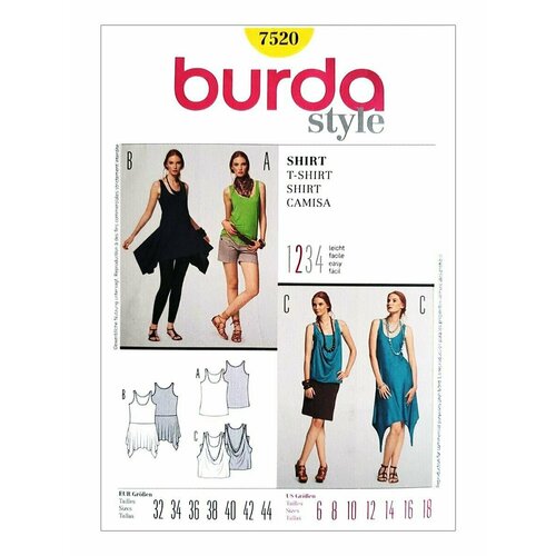 Выкройка Burda 7520 Блузон выкройка burda 9855 комплект