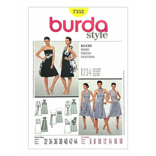 Выкройка Burda 7352 Платье выкройка burda 9750 сарафанчики