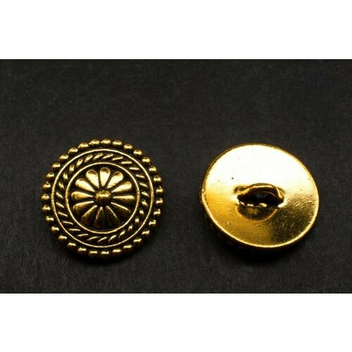 Пуговица TierraCast Бали 17мм, отверстие 2,2мм, цвет античное золото, 94-6548-26, 1шт