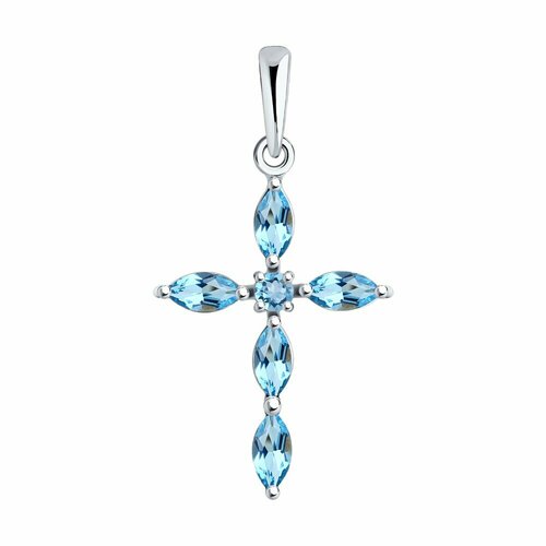 фото Подвеска diamant, белое золото, 585 проба, топаз, размер 3 см.