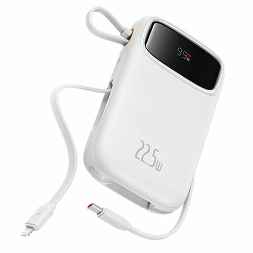 Внешний аккумулятор 10000mAh 225W Baseus Qpow2 Dual-Cable Digital Display Power Bank Цвет Белый 501000₽