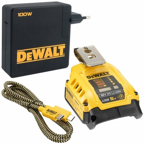 Адаптер зарядное устройство DeWalt USB DCB094K 20 10 5 1 шт регулируемые зажимы для кабелей usb