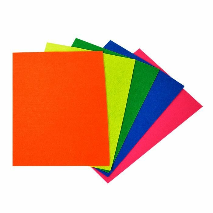Фетр цветной флюоресцентный 5 цветов в пакете (ФФКМ05) Каляка-Маляка - фото №5