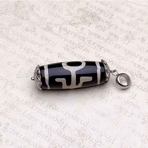 фото Подвеска, агат, черный, серебряный нет бренда