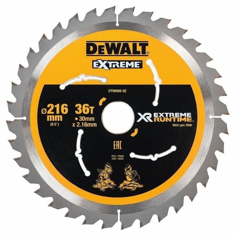 Диск пильный подереву DEWALT 216x30x48 зубов extreme workshop