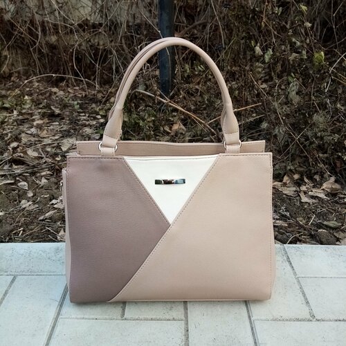 Сумка мессенджер , фактура гладкая, бежевый