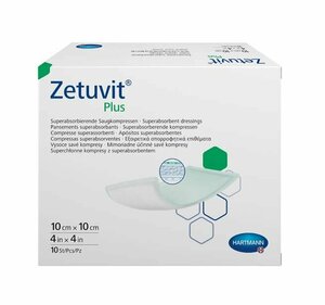 Повязка суперабсорбирующая, стерильная Zetuvit Plus/Цетувит Плюс, размер 10х10 см,10 шт.