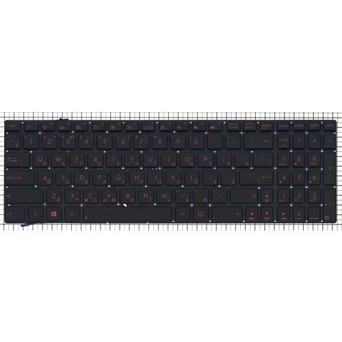 Клавиатура для ноутбука 0KNB0-6625US00, NSK-UPN0R, для ноутбука Asus N56, N56V, черная, с красной подсветкой, код mb058258 клавиатура для ноутбука asus n56vm черная с белой подсветкой