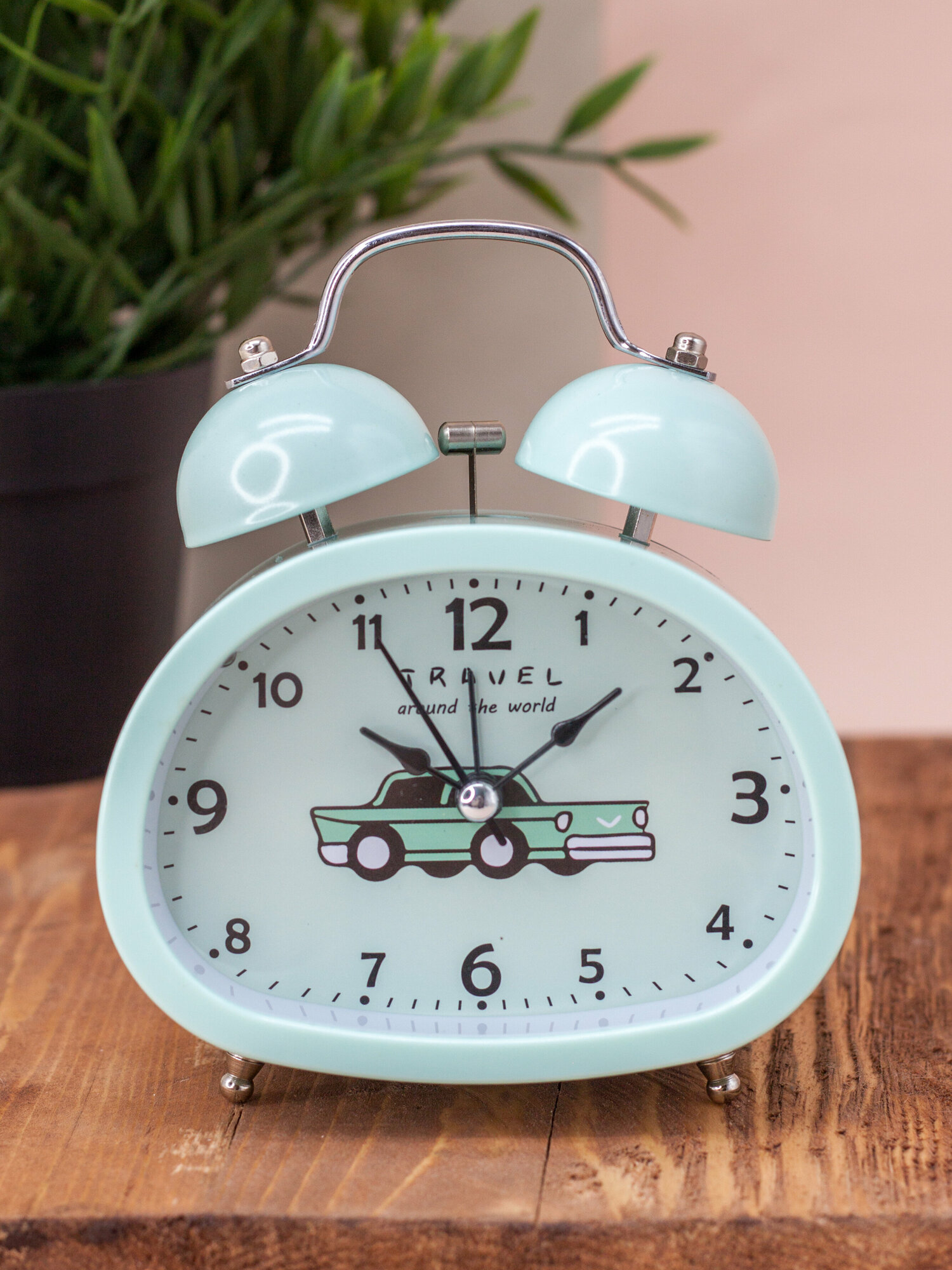Часы настольные с будильником Transport green