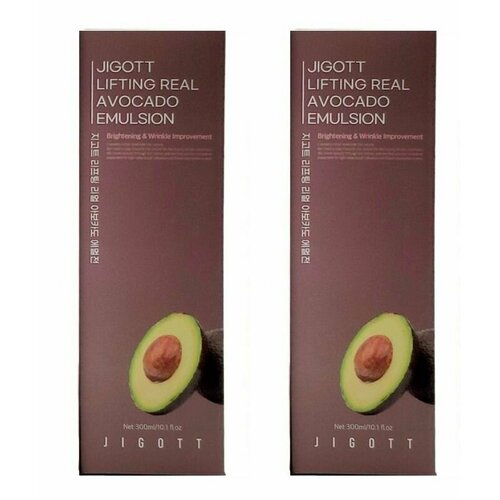 Jigott Эмульсия с экстрактом авокадо Lifting Real Avocado Emulsion, 300 мл - 2 штуки антивозрастная эмульсия с экстрактом авокадо lifting real avocado emulsion 300мл