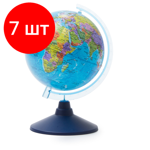 Комплект 7 шт, Глобус политический Globen, 15см, на круглой подставке глобус политический globen 25см на круглой подставке