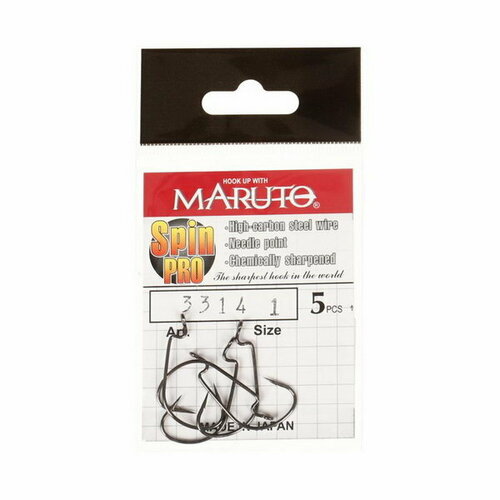 фото Крючки офсетные серия spin pro 3314, цвет bn, № 1, 5 шт. maruto