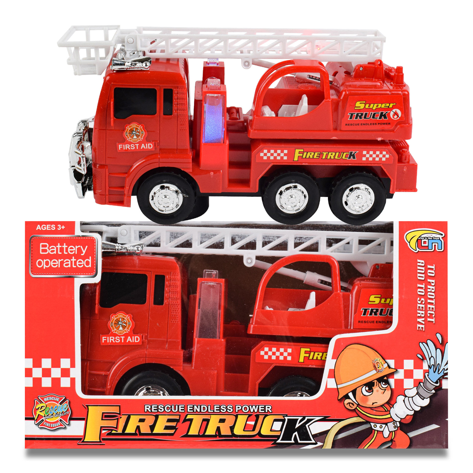 фото Музыкальная пожарная машина с вышкой/Со светом/