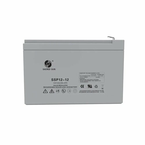 Аккумуляторная батарея Sacred Sun 12V 12Ah SSP12-12 для ИБП и UPS, сигнализации, видеонаблюдения, детского электромобиля, аварийного электропитания