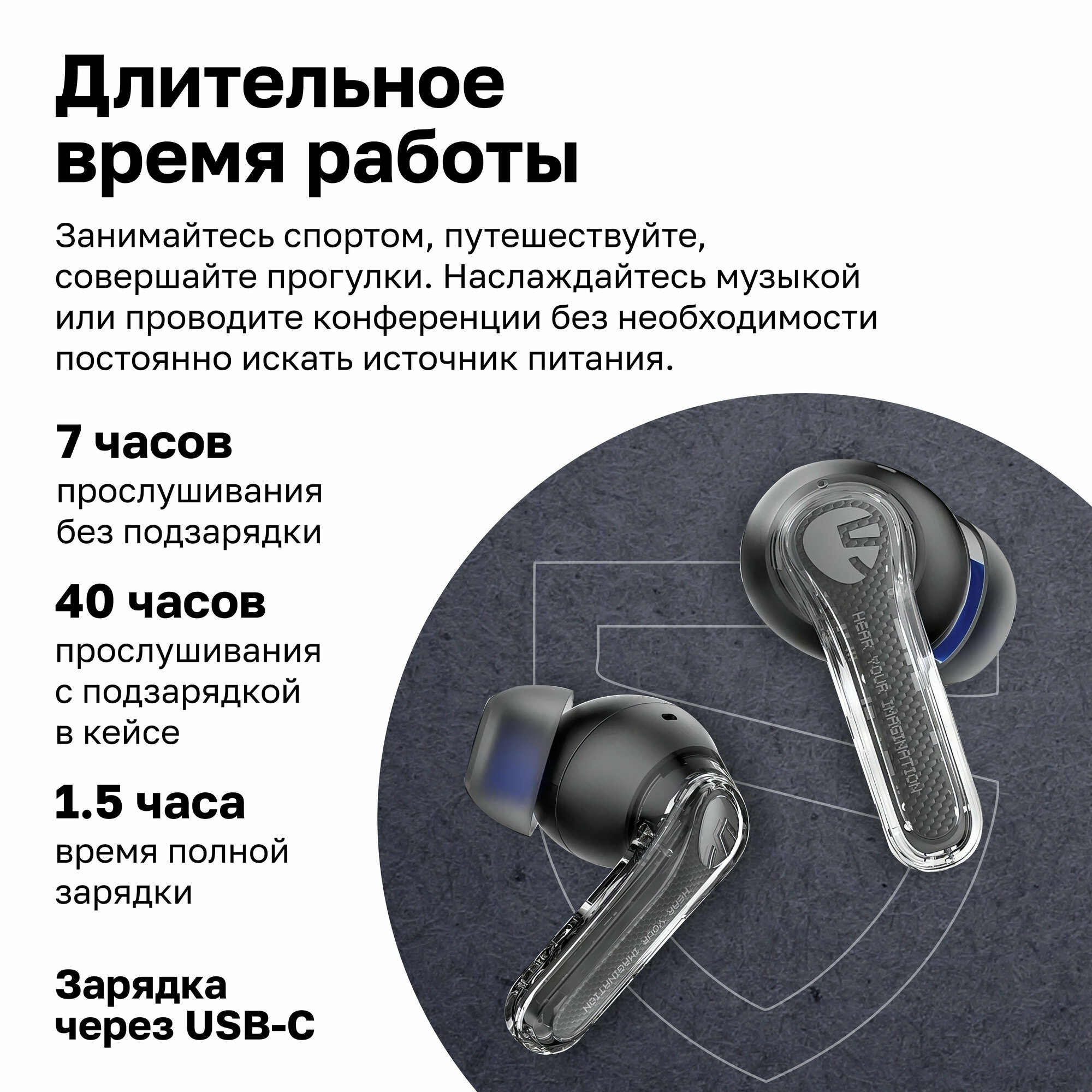 Наушники SoundPeat Clear - черный — фото 4