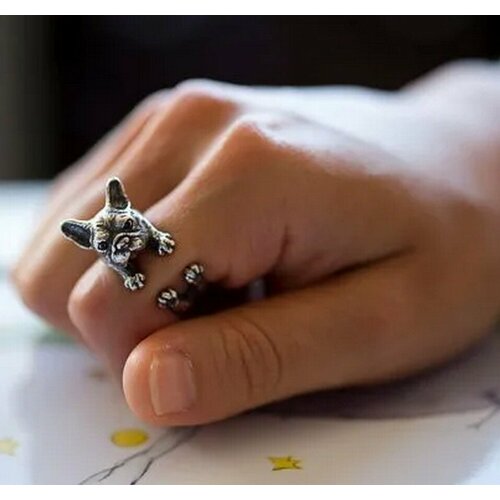 фото Кольцо кольцо в стиле бульдога, безразмерное, серебряный нет